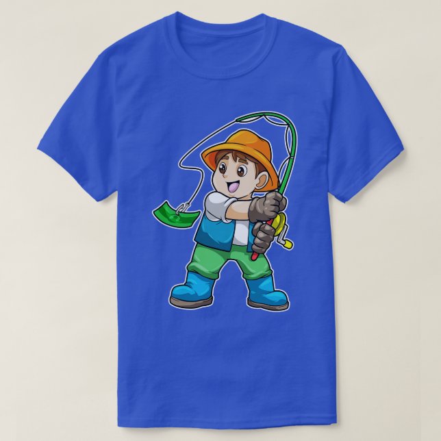 Angler with Fishing rod T-Shirt (Design Front)