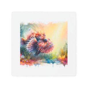 Anglerfish 130724AREF127 - Watercolor Metal Print
