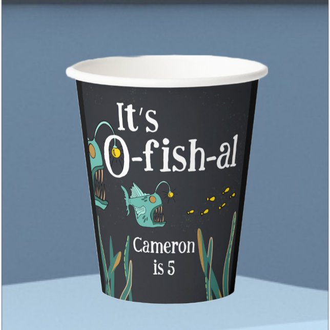 Anglerfish Deep Sea Ocean Birthday Paper Cups (Creator Uploaded)