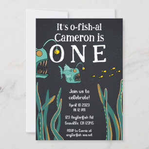 Anglerfish Deep Sea Ocean First Birthday Invitation