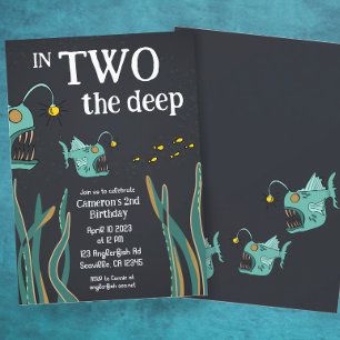 Anglerfish Deep Sea Ocean Second Birthday Invitation