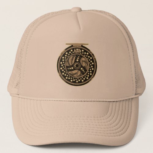 Anglers Cap Hat with Fly Fishing Fly Reel Picture
