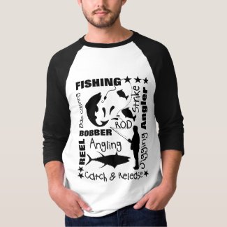 Anglers Fishing Themed Terminology Typography T-Shirt