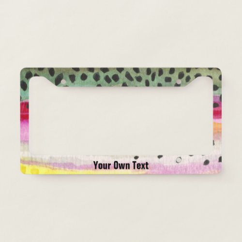 Anglers Rainbow Trout Fly Fishing License Plate Frame