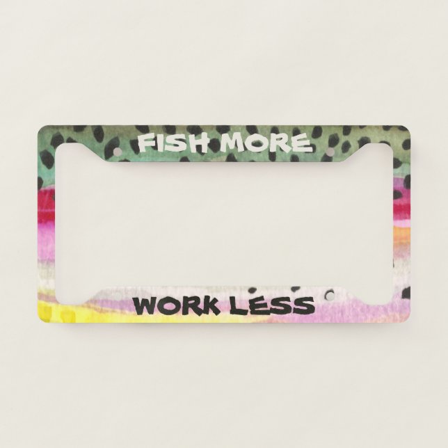 Angler's Rainbow Trout Fly Fishing License Plate Frame (Front)