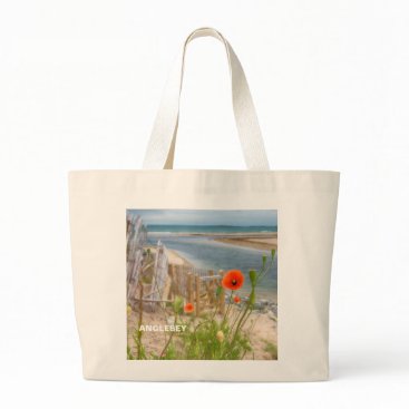 Anglesey Wales Scenic View Beach And Wild Poppies Large Tote Bag Anglesey Wales Scenic View Beach And Wild Poppies Large Tote Bag