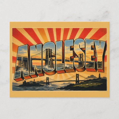 Anglesey Wales Vintage Travel Art Postcard