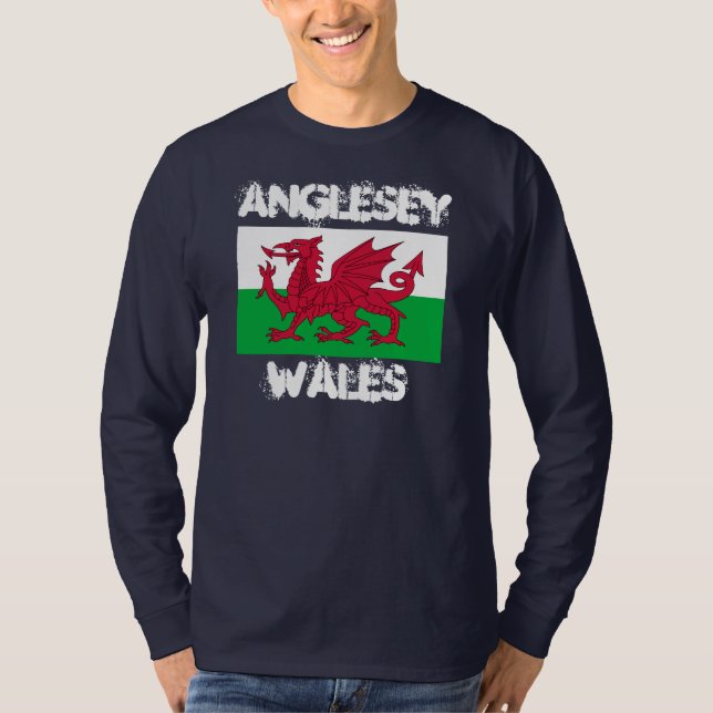 Anglesey, Wales with Welsh flag T-Shirt (Front)