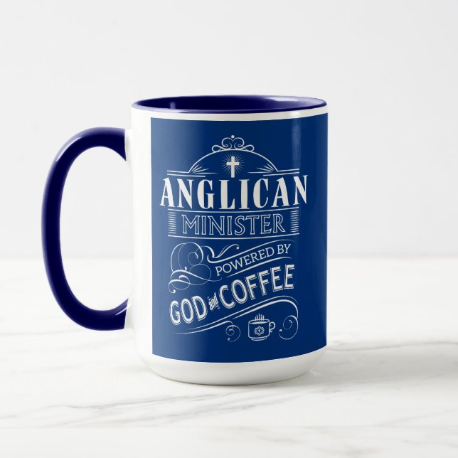 Anglican Minister, powered by God and Coffee Mug (Left)