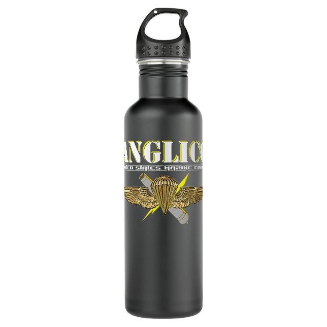 ANGLICO Eagle Globe Anchor Stainless Steel Water Bottle (Front)