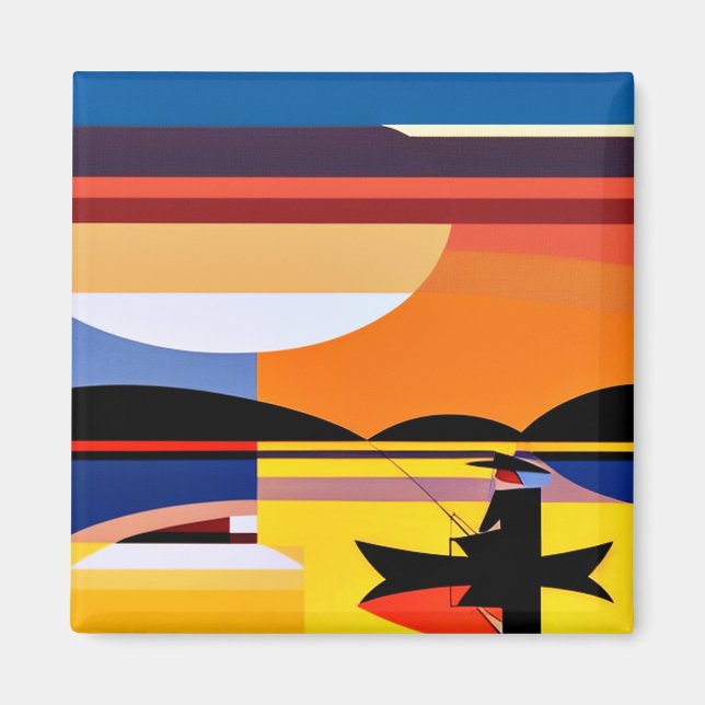 Angling at sunset magnet (Front)