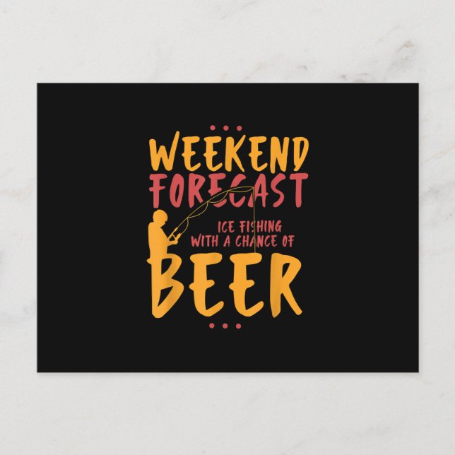 Angling & Ice Fishing With Beer Announcement Postcard (Front)