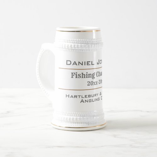 Angling or Fishing Champion Award Beer Stein