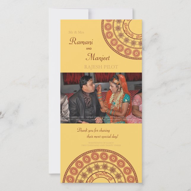 Anglo Indian Wedding Thank You Photo Card (Front)