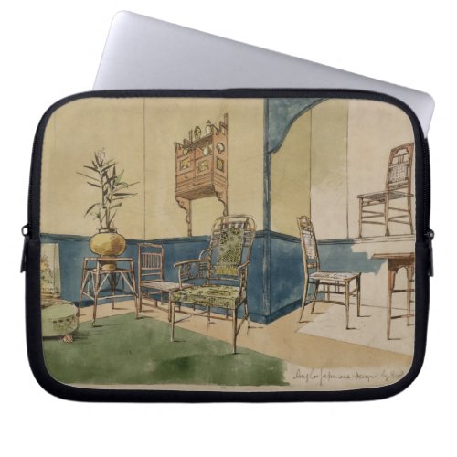 Anglo_Japanese Designs c1860 pen  black ink  Laptop Sleeve