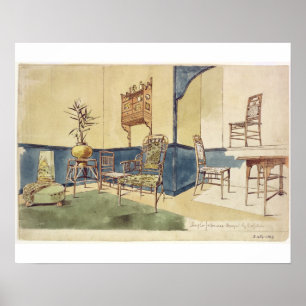 Anglo Japanese style furniture designs by Edward W Poster