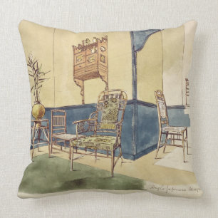Anglo Japanese style furniture designs by Edward W Throw Pillow