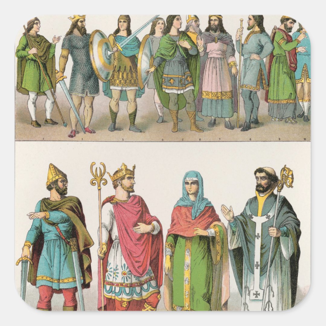 Anglo-Saxon Dress Square Sticker | Zazzle