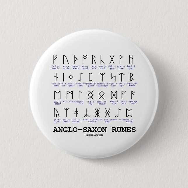 Anglo-Saxon Runes (Linguistics Cryptography) Button (Front)