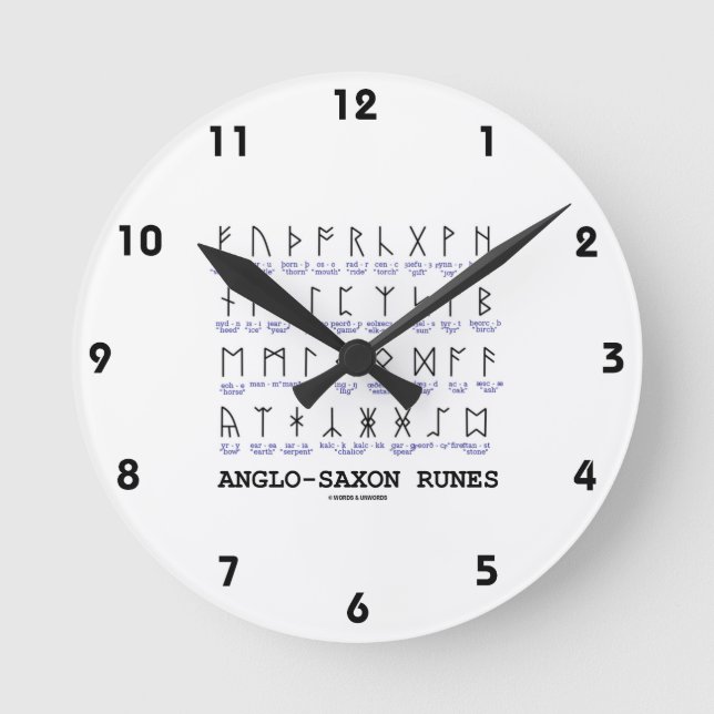 Anglo-Saxon Runes (Linguistics Cryptography) Round Clock (Front)