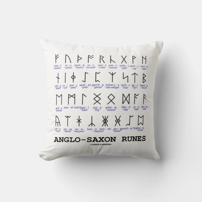 Anglo-Saxon Runes (Linguistics Cryptography) Throw Pillow (Front)