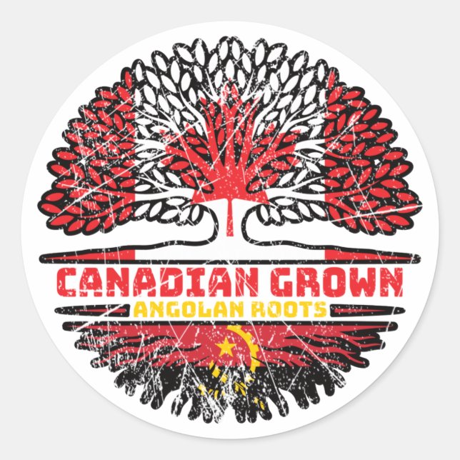 Angola Angolan Canadian Canada Tree Roots Flag Classic Round Sticker (Front)