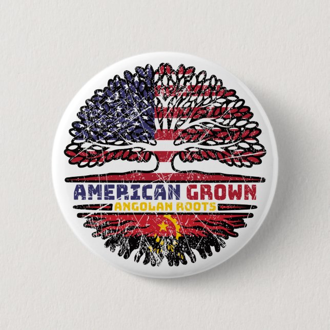 Angola Angolan US American USA United States Tree Button (Front)