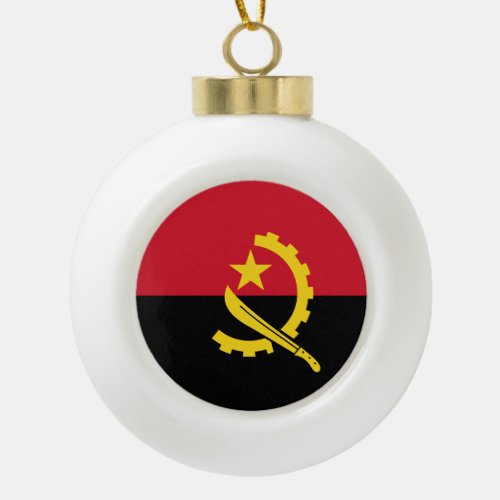 Angola Flag Ceramic Ball Christmas Ornament