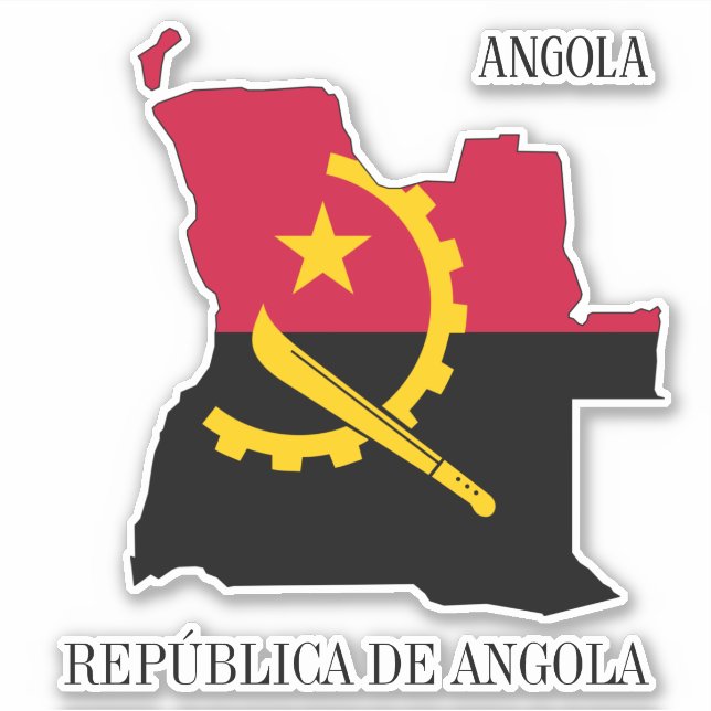 Angola Flag Charming Patriotic Map Sticker (Front)