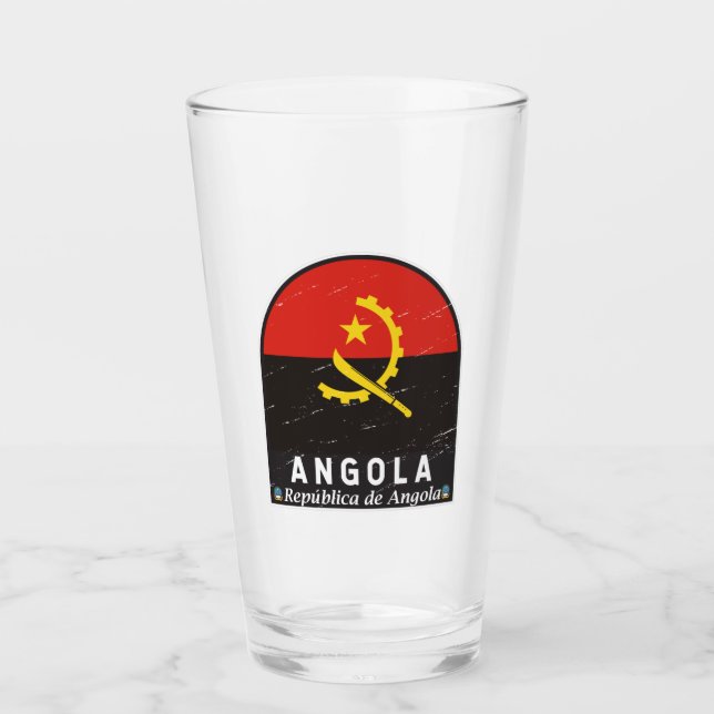 Angola Flag Emblem Distressed Vintage Glass (Front)