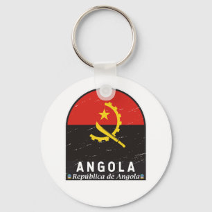 Angola Flag Emblem Distressed Vintage Keychain