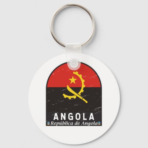 Angola Flag Emblem Distressed Vintage  Keychain