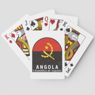 Angola Flag Emblem Distressed Vintage Poker Cards