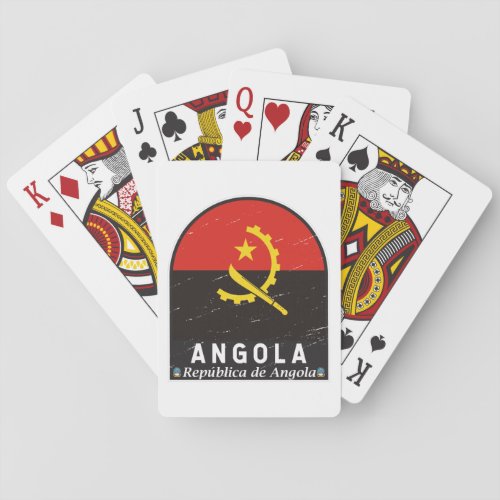 Angola Flag Emblem Distressed Vintage Poker Cards