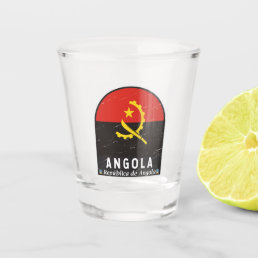 Angola Flag Emblem Distressed Vintage  Shot Glass
