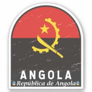 Angola Flag Emblem Distressed Vintage Sticker