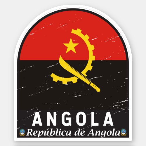 Angola Flag Emblem Distressed Vintage Sticker