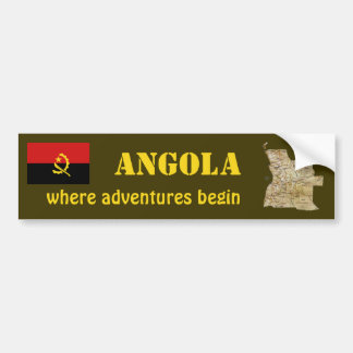 Angola Flag + Map Bumper Sticker