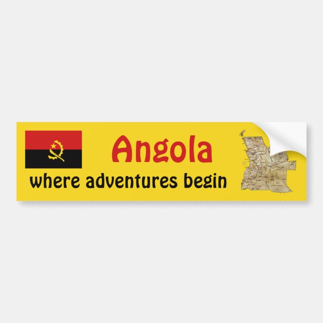 Angola Flag + Map Bumper Sticker (Front)