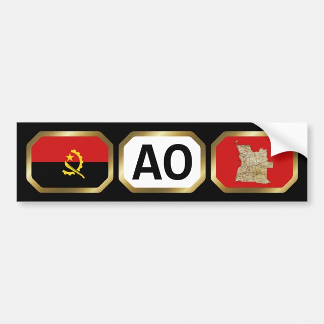 Angola Flag Map Code Bumper Sticker (Front)