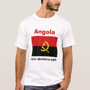Angola Flag + Map + Text T-Shirt
