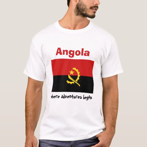Angola Flag  Map  Text T_Shirt