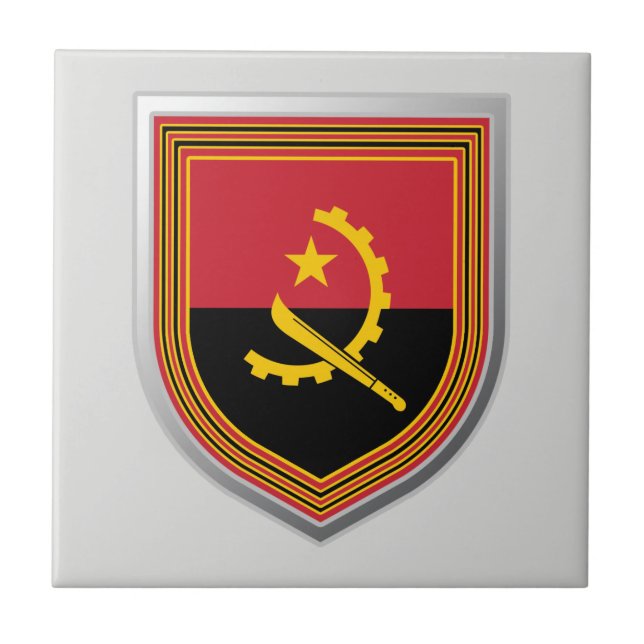 Angola Flag Shield Ceramic Tile (Front)