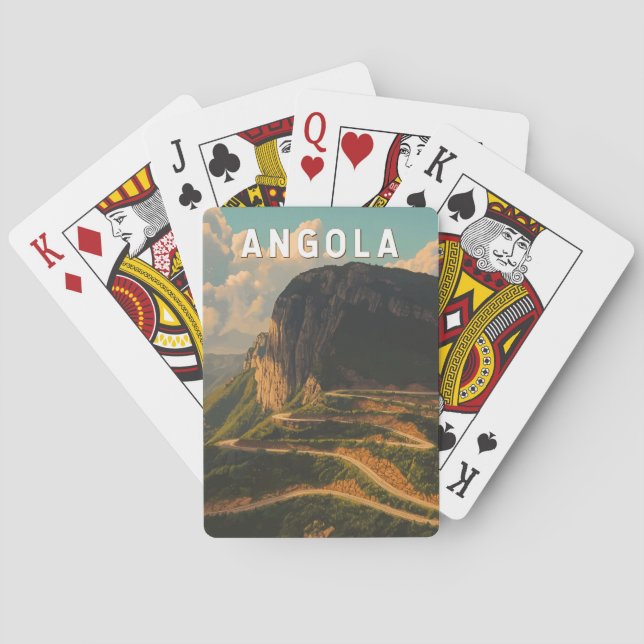 Angola Illustration Travel Art Vintage Poker Cards (Back)