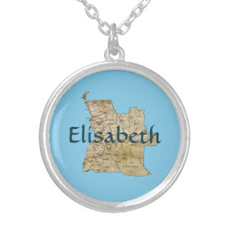 Angola Map + Name Necklace