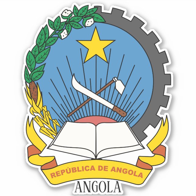 Angola National Coat Of Arms Patriotic Sticker (Front)