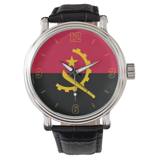 Angola National Flag Elegant Patriotic Watch (Front)