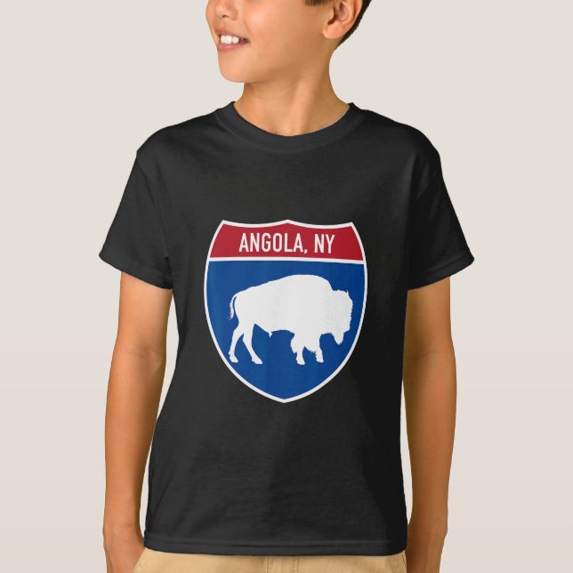 Angola New York Buffalo Ny Highway Interstate Sign T-Shirt (Front)