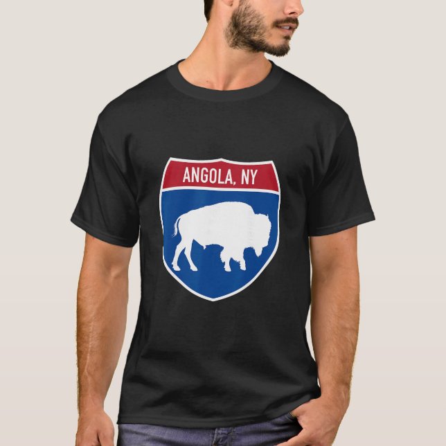 Angola New York Buffalo Ny Highway Interstate Sign T-Shirt (Front)