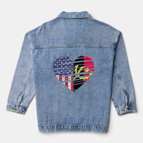 Angolan American Grown Heart USA Patriot Heritage  Denim Jacket